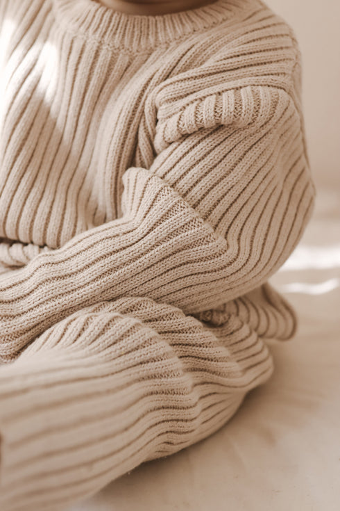 chunky-rib-pullover-beige Luna and Luca Newborn Baby Clothes